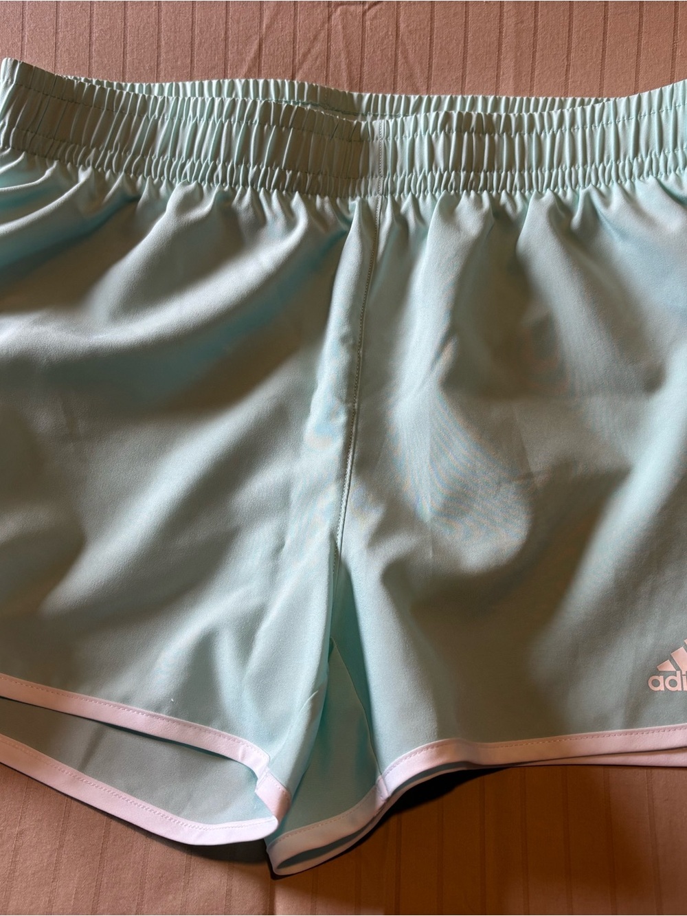 Adidas Girls Aqua Athletic Shorts with White Trim